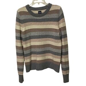 Gap CashSoft Striped‎ Crewneck Sweater Neutrals M Light Academia Casual Preppy